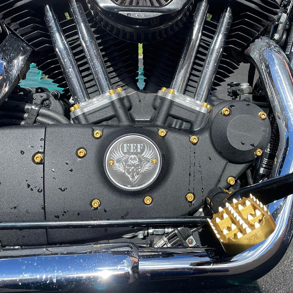 Schrauben Sportster Motor goldfarben